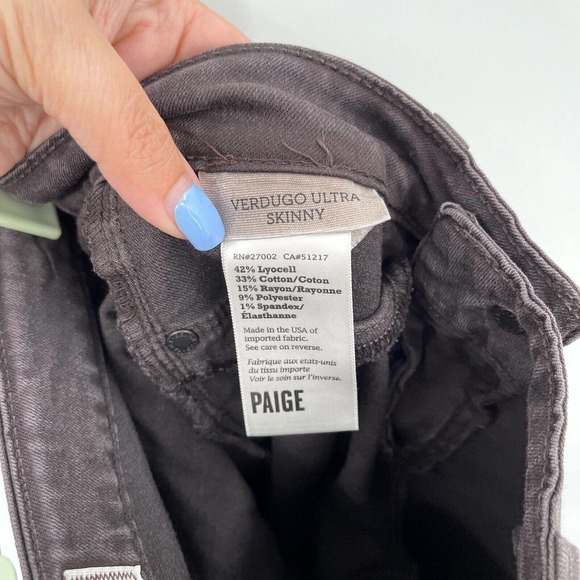 Paige Verdugo Ultra Skinny Denim Jeans Sz 26 Gray Pockets Stretch Flat Front - Picture 8 of 10